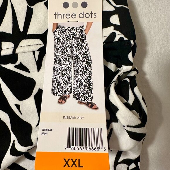 New Three Dots Women's Pull-on Pant Size XXL Floral Print Wide Leg Boho Flowy - Picture 1 of 14